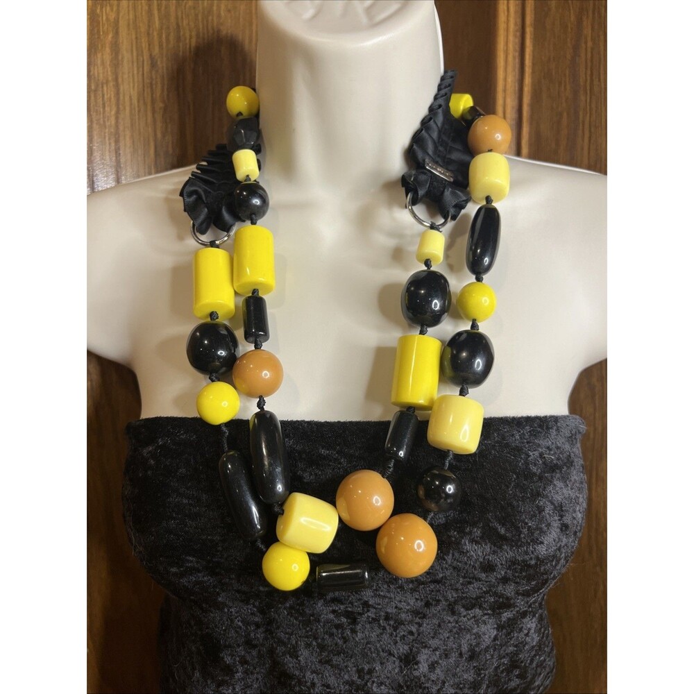 Designer Justin Giunta SUBVERSIVE Statement Long Yellow/Black Necklace 52"